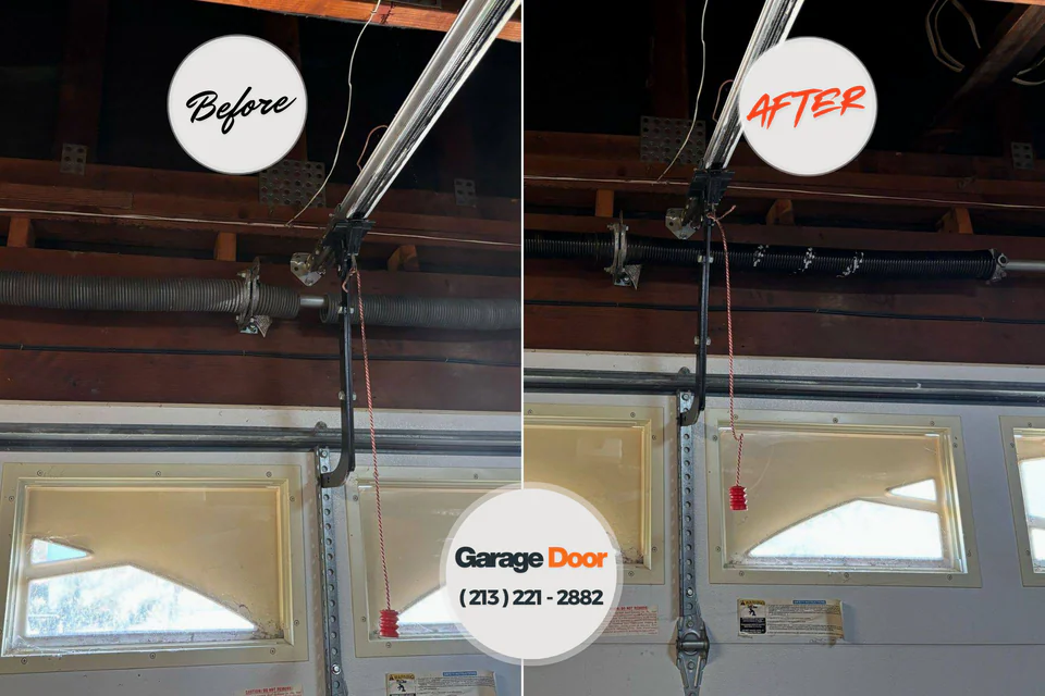 Before and after: garage door repair Leawood, KS